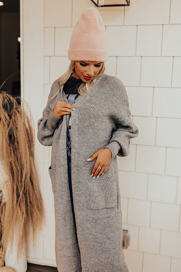 On The Clock Knit Cardigan In Grey Image - 2