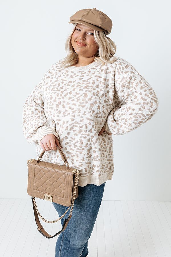 Savannah Snow Leopard Sweater In Ivory Curves Image - 1