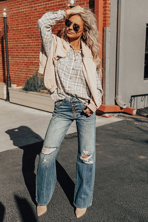 Show Your Heart Plaid Button Up Image - 2