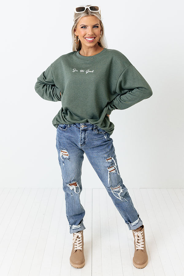 See The Good Graphic Sweatshirt in Olive Image - 2