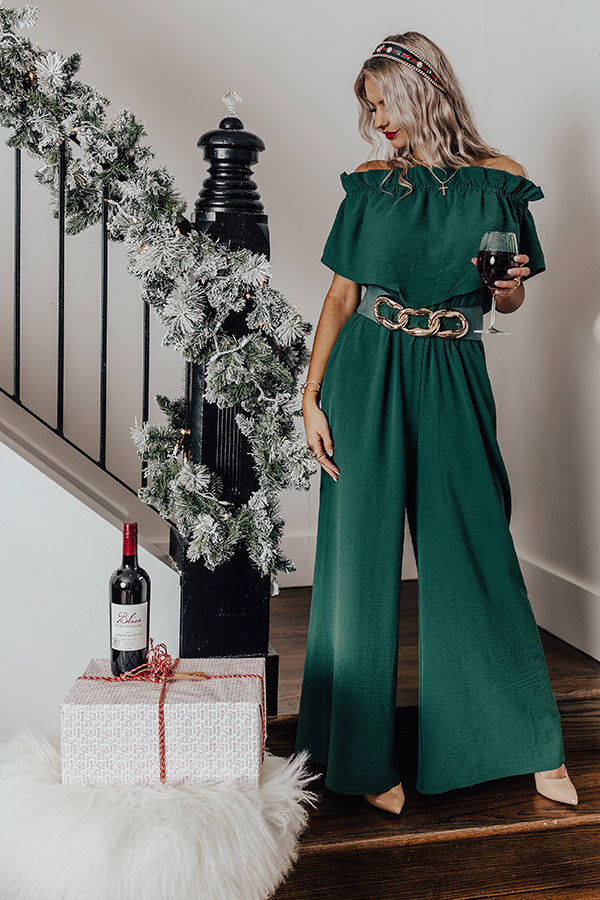 Celebrating In Times Square Jumpsuit in Hunter Green Image - 1