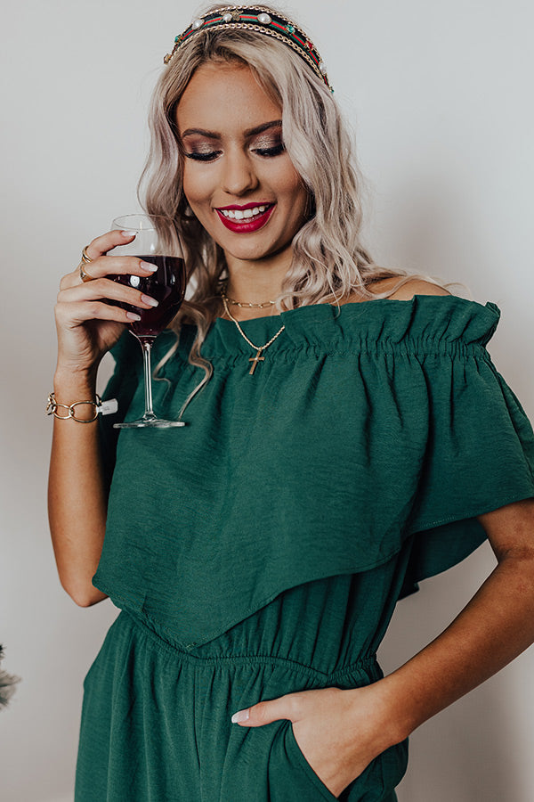Celebrating In Times Square Jumpsuit in Hunter Green Image - 3