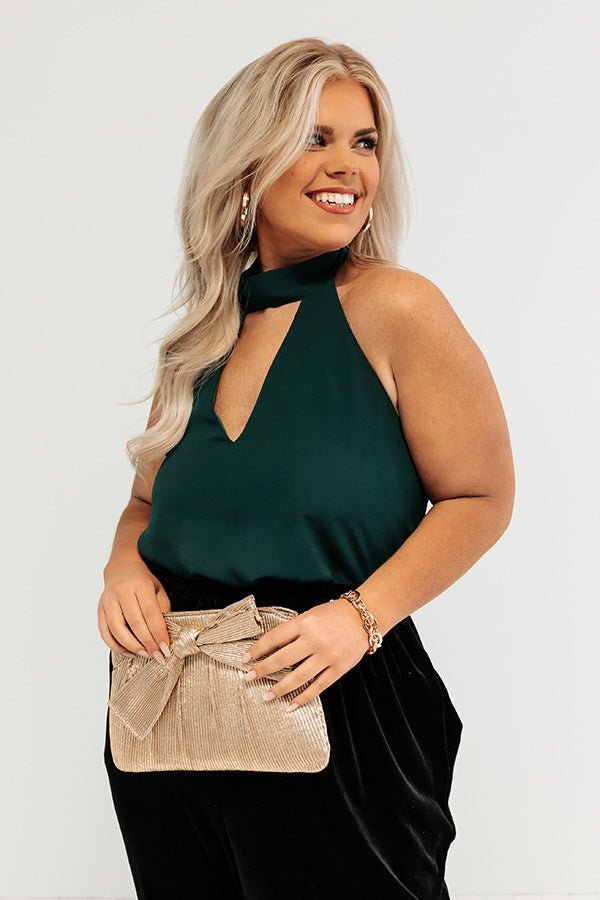 Crowded Affair Halter Shift Top in Hunter Green Curves Image - 4