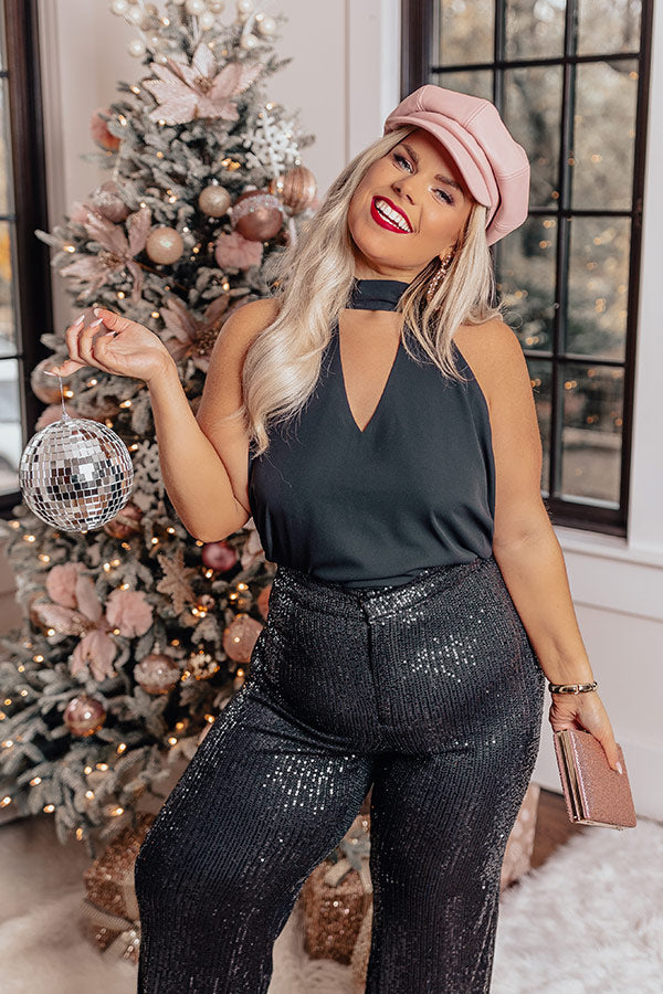 Crowded Affair Halter Shift Top in Black Curves