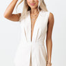 Runway Reserved Faux Leather Romper in Cream Image - 1