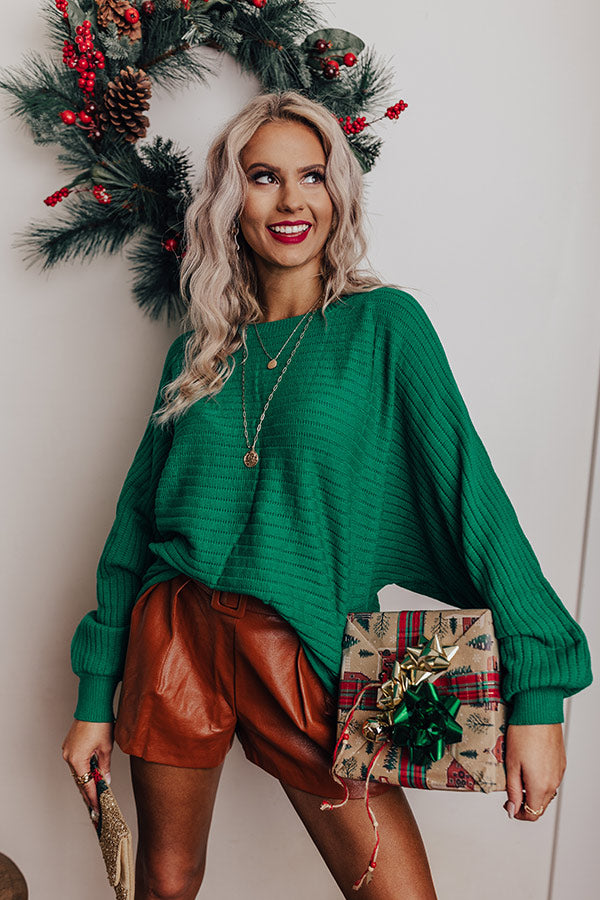 Effortless In Estes Park Shift Sweater In Kelly Green