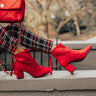 The Fabina Faux Suede Bootie In Red Image - 1