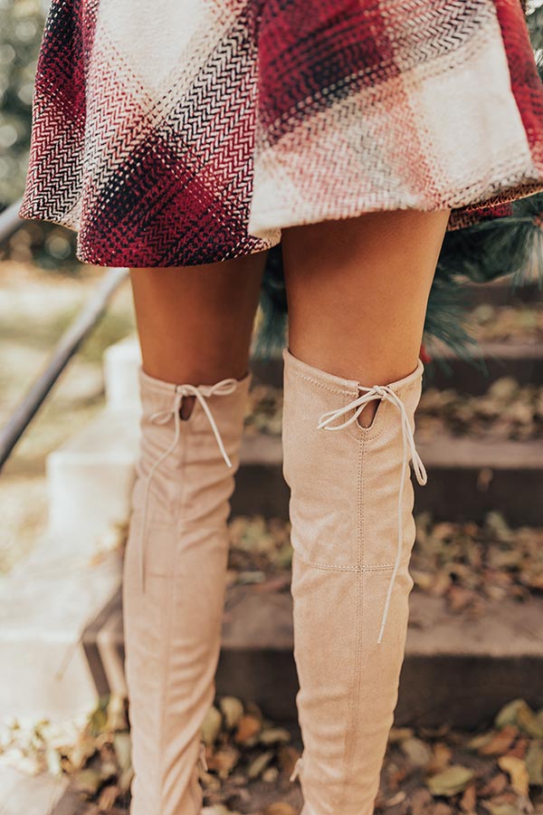 The Dreya Faux Suede Thigh High Boot In Warm Taupe Image - 4