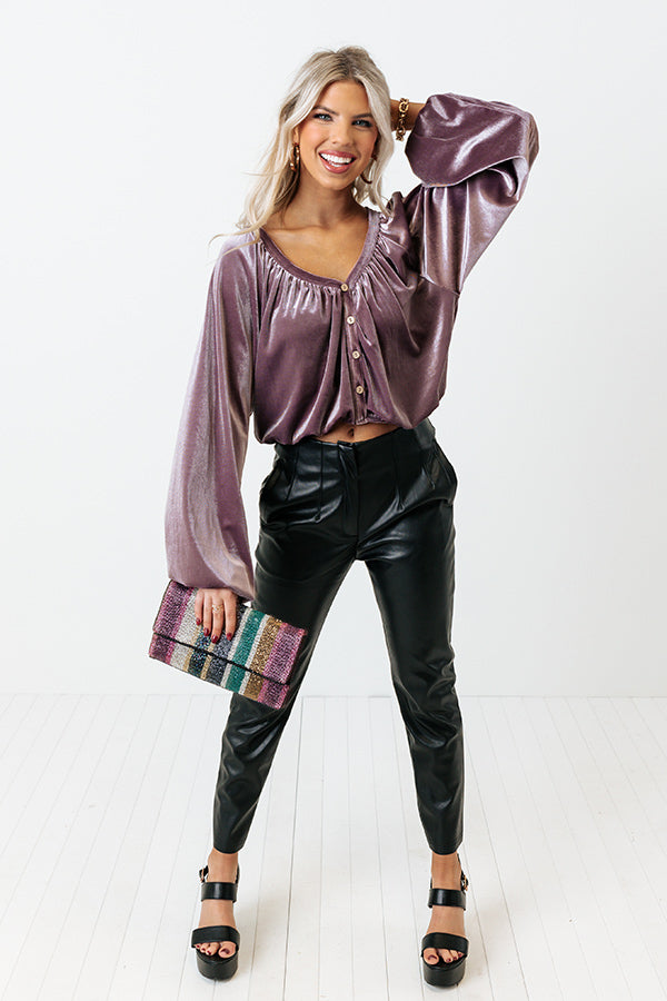 Celebrating In Times Square Velvet Top in Dusty Purple Image - 2