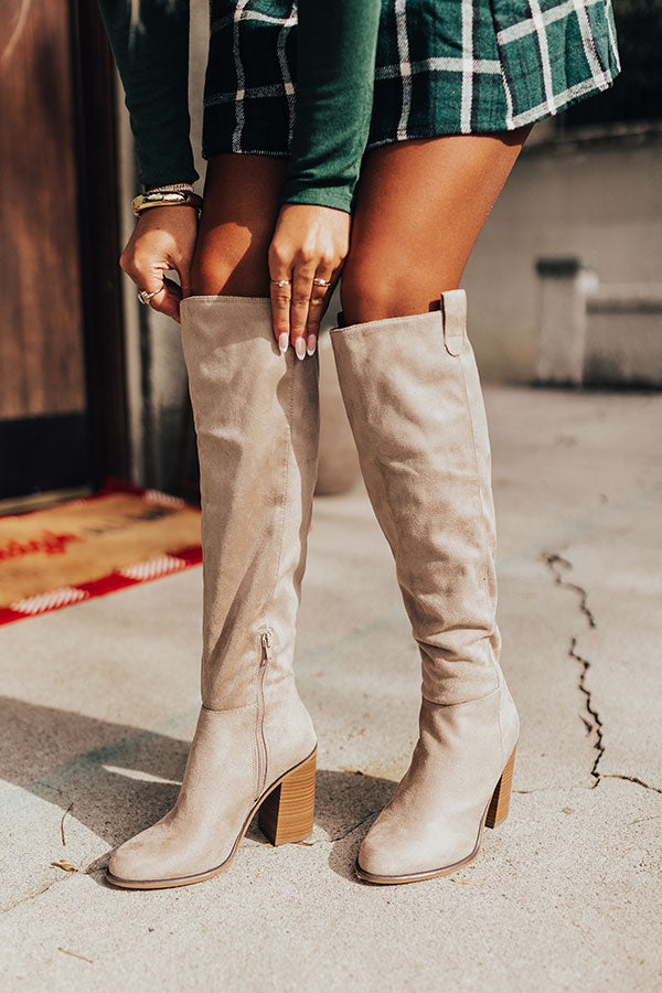 The Colten Faux Suede Knee High Boot In Taupe Image - 1