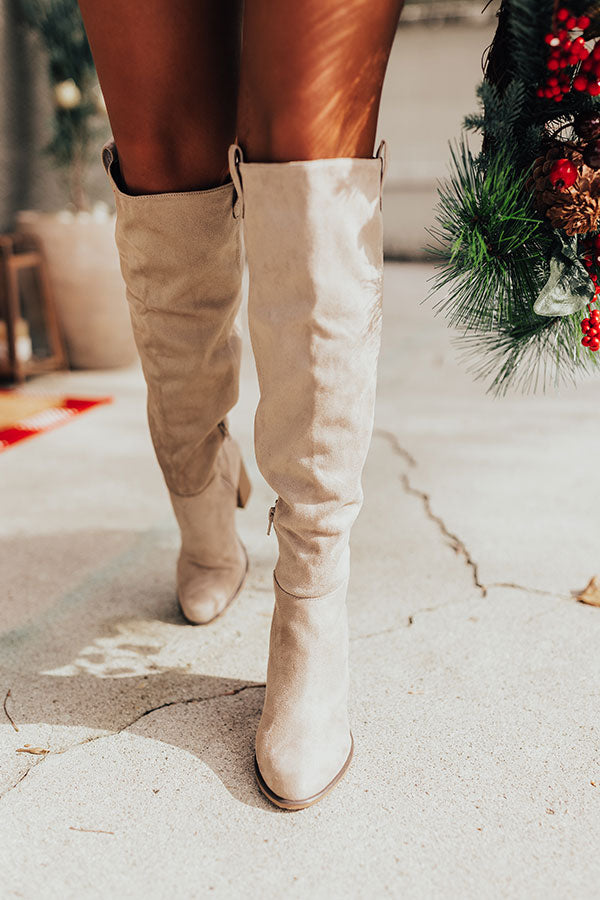 The Colten Faux Suede Knee High Boot In Taupe Image - 2