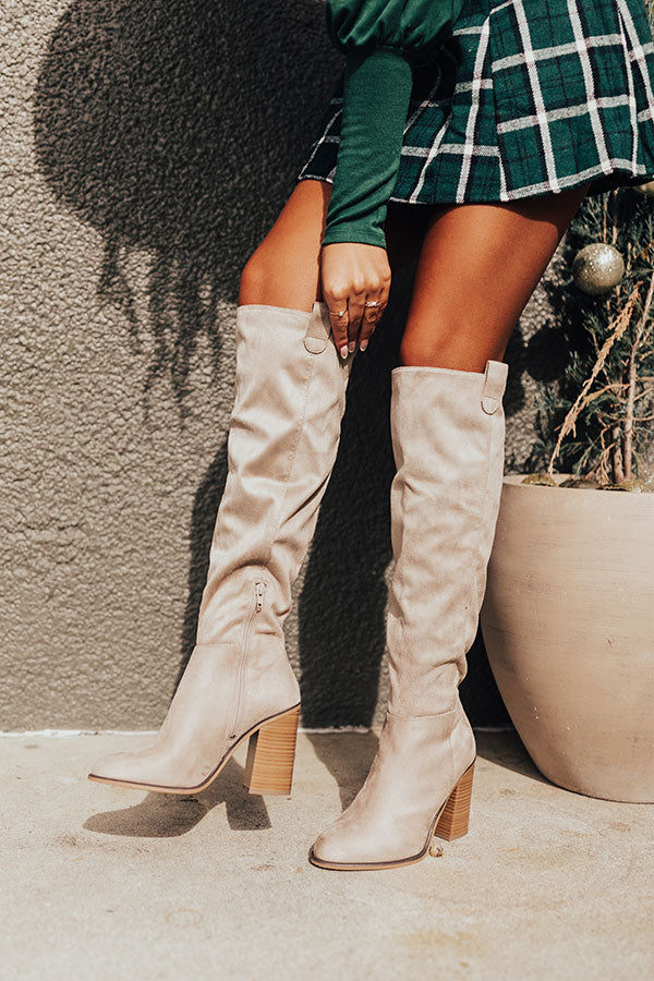 The Colten Faux Suede Knee High Boot In Taupe Image - 3