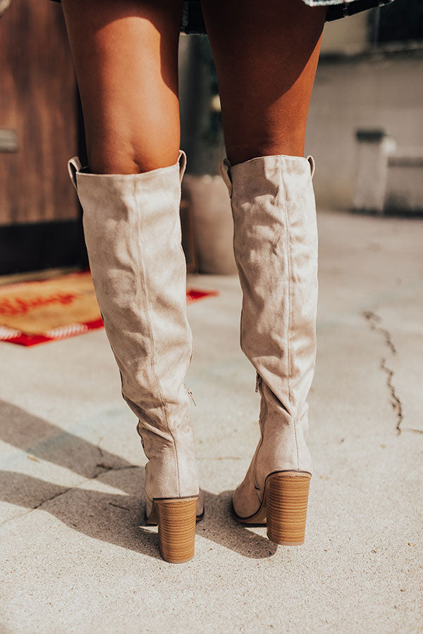 The Colten Faux Suede Knee High Boot In Taupe Image - 4