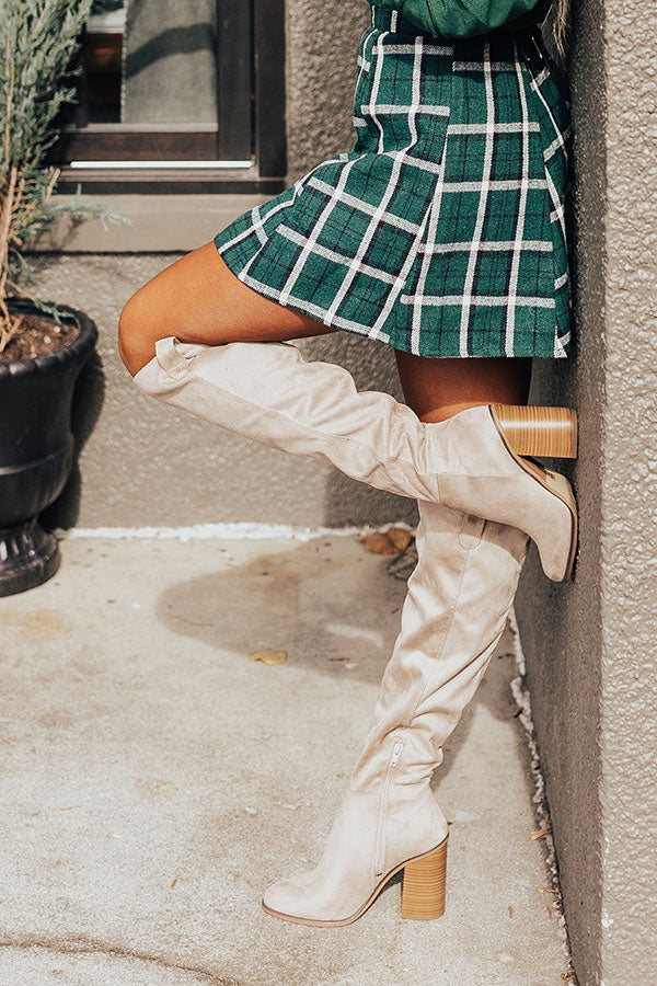 The Colten Faux Suede Knee High Boot In Taupe Image - 5