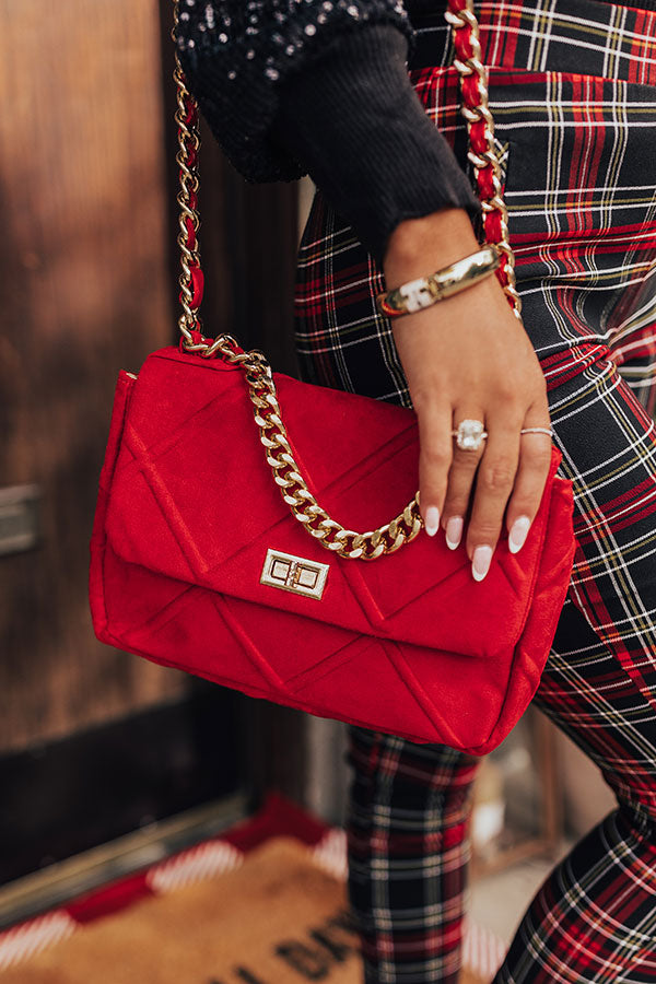 Manhattan Bliss Faux Suede Purse In Red
