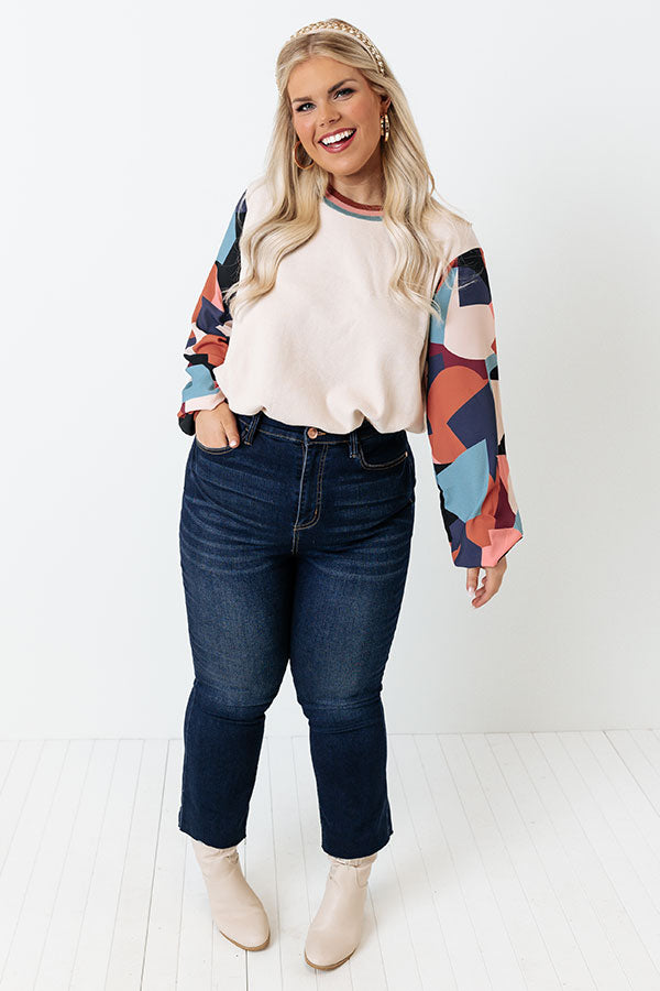 Dating Game Sweater Top in Beige Curves Image - 2