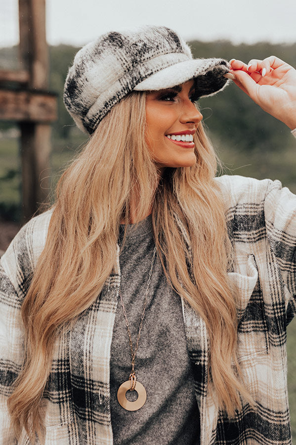 Stun And Snap Plaid Cabbie Hat In Black Image - 2