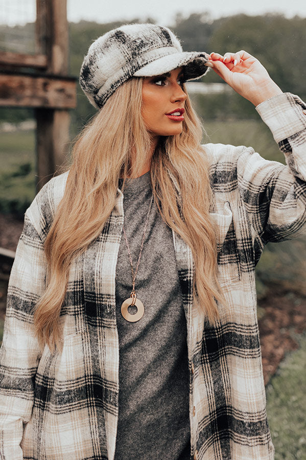 Stun And Snap Plaid Cabbie Hat In Black Image - 1