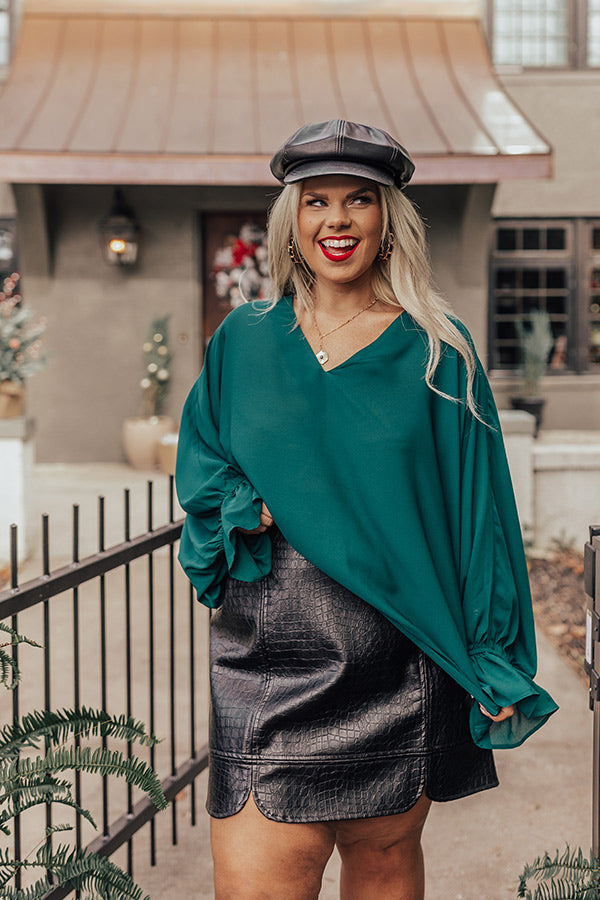 Sweeter With Time Shift Top in Hunter Green Curves Image - 2