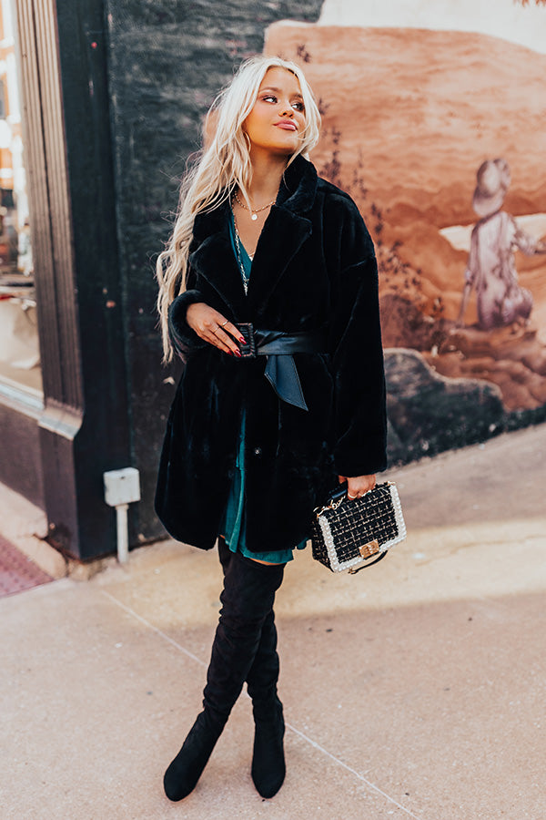 Best Time Of Your Life Plush Coat In Black