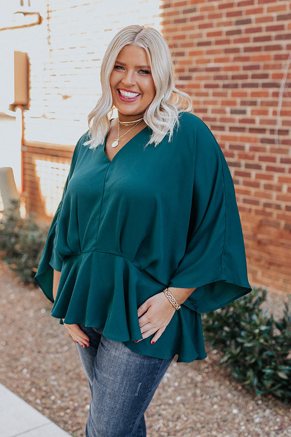 Chic Stomping Grounds Top in Hunter Green Curves Image - 2
