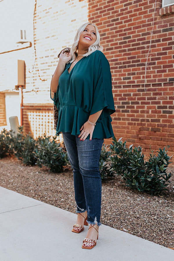 Chic Stomping Grounds Top in Hunter Green Curves Image - 1