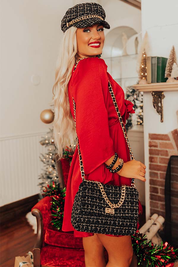 Before Happy Hour Tweed Purse In Black