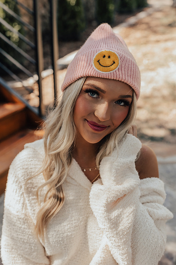 Happy Days Beanie In Light Pink