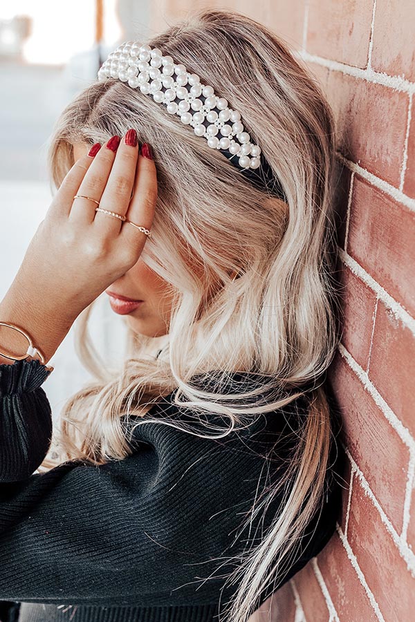 Hang Onto Love Pearl Headband In Black Image - 1
