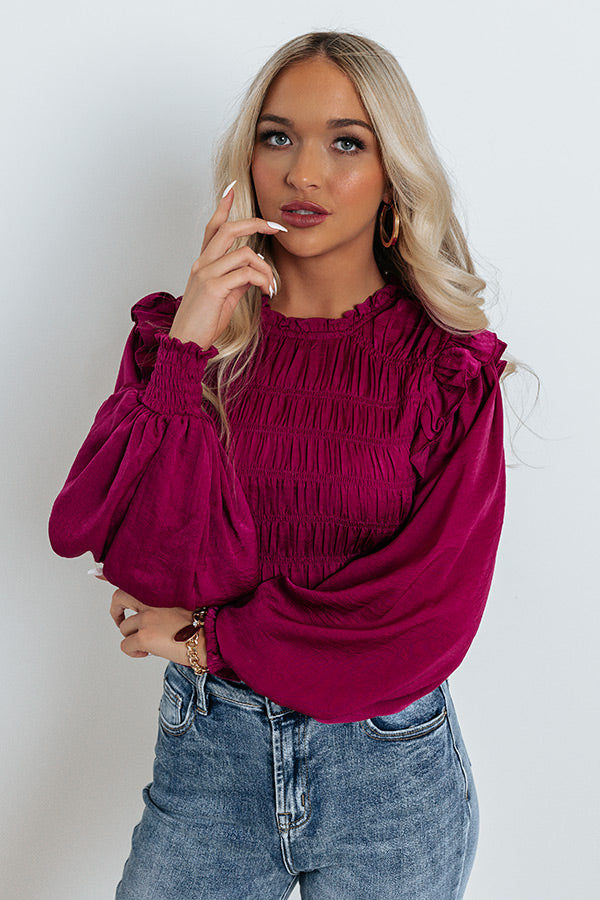 Always On Time Smocked Top In Orchid Image - 2