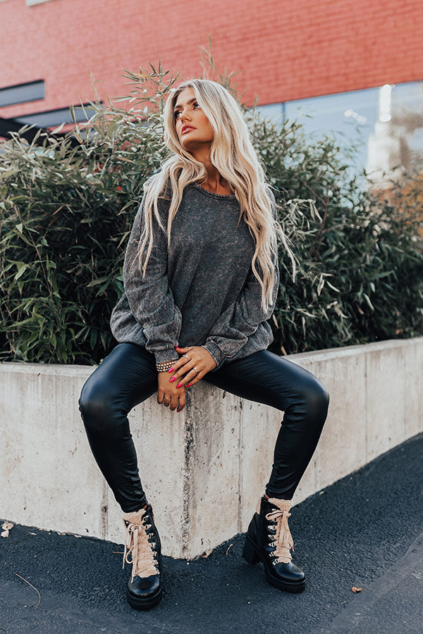 Happy Outlook Mineral Wash Sweatshirt In Vintage Black Image - 1