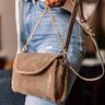 Nearly In Love Faux Suede Crossbody In Taupe Image - 1