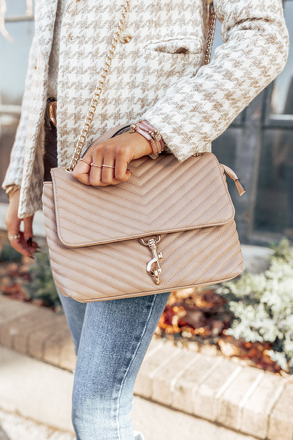 Wishing For Love Faux Leather Crossbody In Taupe