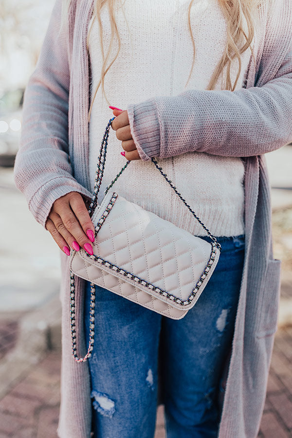 Like A Rebel Quilted Faux Leather Crossbody In Cream Image - 1
