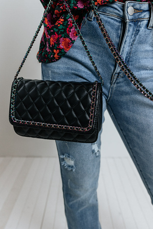 Like A Rebel Quilted Faux Leather Crossbody In Black Image - 2