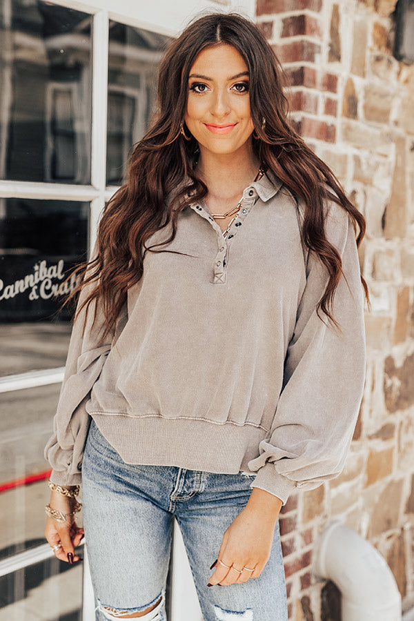 Styled Out Sweatshirt in Dark Taupe Image - 2