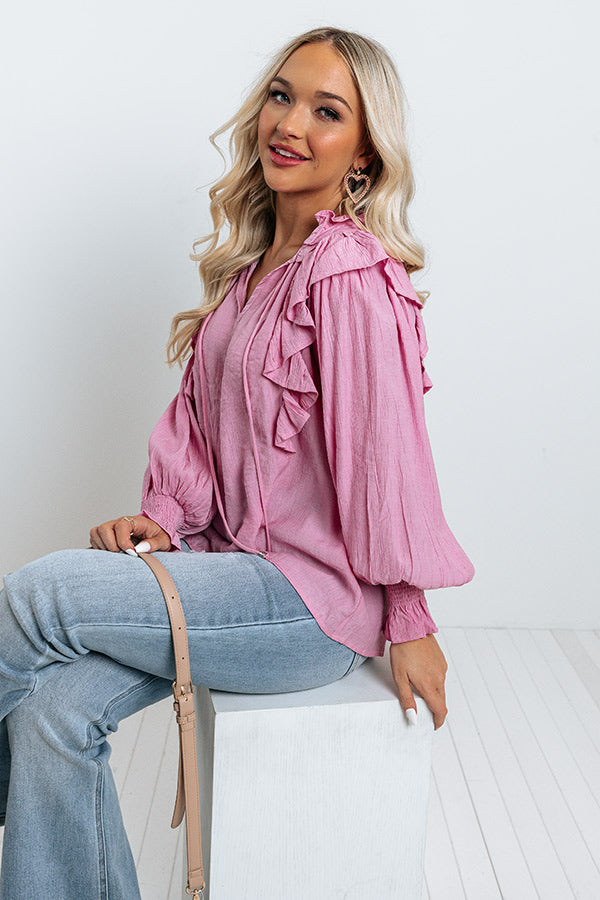 Splendid And Chic Ruffle Top In Pink