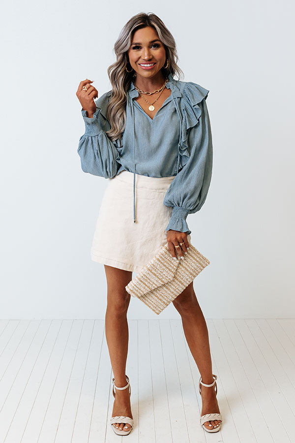 Splendid And Chic Ruffle Top In Airy Blue Image - 1