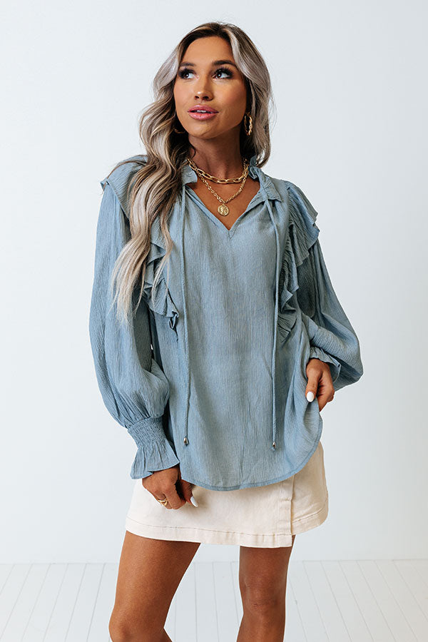 Splendid And Chic Ruffle Top In Airy Blue Image - 2