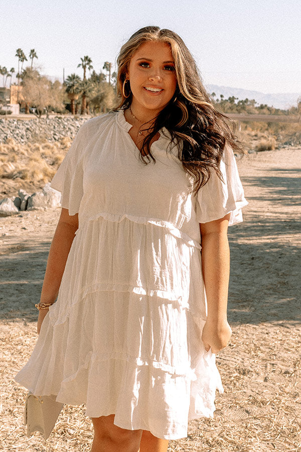 Super Chic Babydoll Dress In White Curves