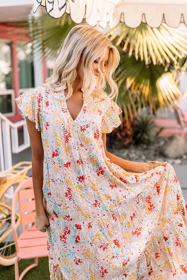 Happiest Days Floral Midi In Light Iced Latte Image - 2