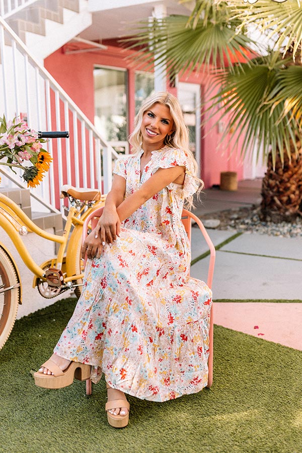 Happiest Days Floral Midi In Light Iced Latte Image - 1