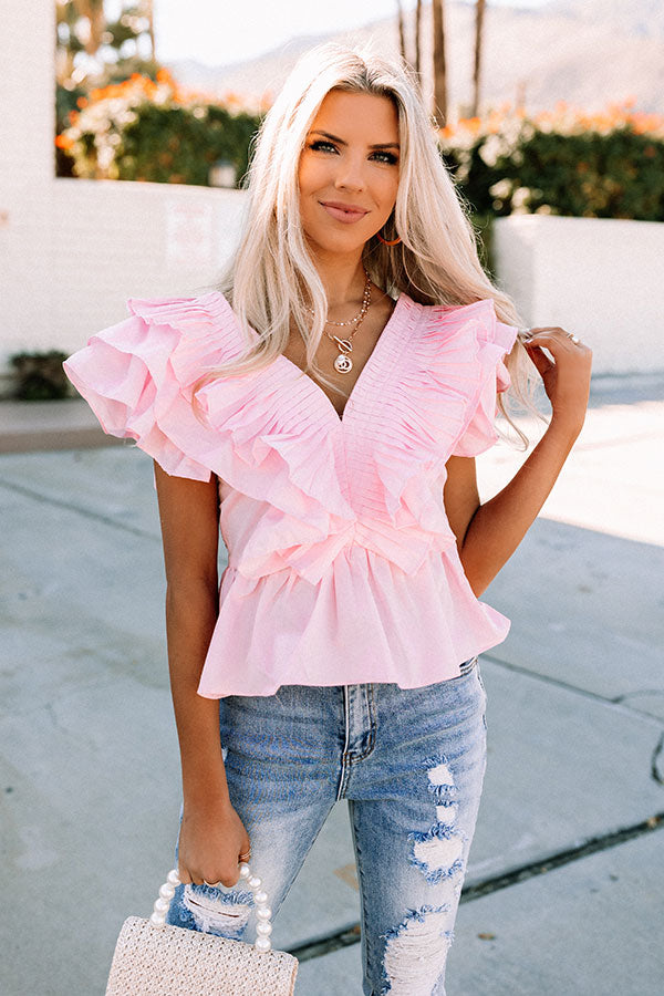 Gorgeous Girly Peplum Top in Pink Image - 1