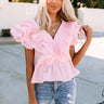 Gorgeous Girly Peplum Top in Pink Image - 1