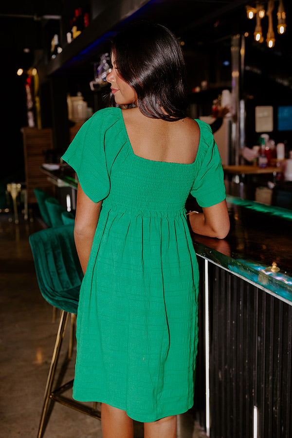 Shining Brighter Smocked Dress In Kelly Green Image - 4