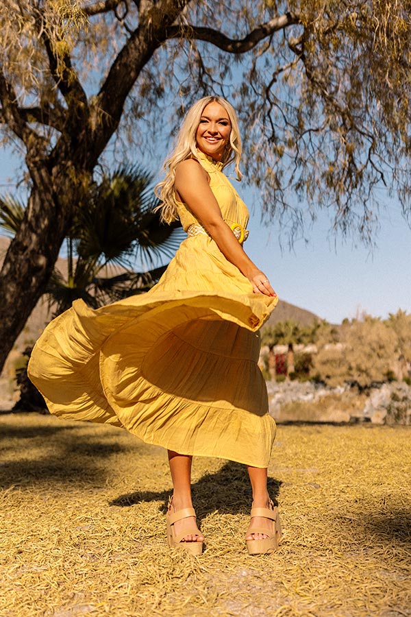 Hibiscus Kisses Midi In Primrose Yellow Image - 2