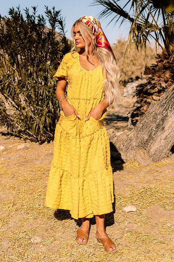 Gorgeous Girly Tiered Midi In Primrose Yellow Image - 1