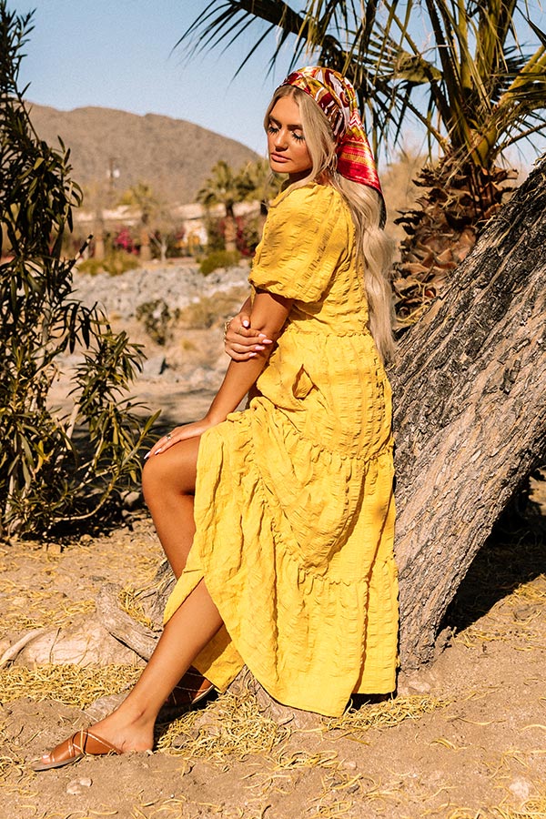 Gorgeous Girly Tiered Midi In Primrose Yellow Image - 2