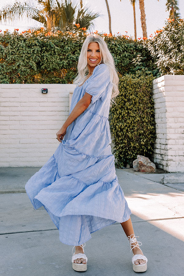 Gorgeous Girly Tiered Midi In Sky Blue Image - 2
