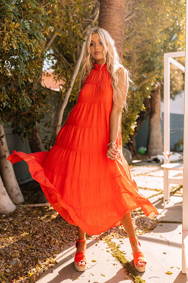Hibiscus Kisses Midi In Coral Image - 1